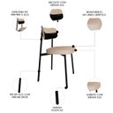 Ver imagem 3 de Cadeira de Jantar Estofada Fixa Ella M25 Linho Areia/preto - Mpozenato