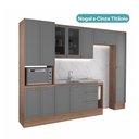 Ver imagem 2 de Cozinha Milla One 12 Portas 3 Gavetas MDF-MDP 310cm Nogal Móveis Carraro