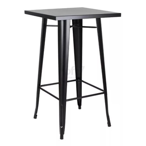 Mesa Bistro Tolix Alta Preta 60 X 60 Cm - Bar/café
