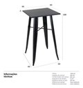 Ver imagem 5 de Mesa Bistro Tolix Alta Preta 60 X 60 Cm - Bar/café