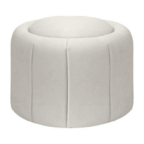 Puff Redondo Orgânico Resistente Flora 45x45 Bouclê - Sofa Store:bouclê Bege Marfim