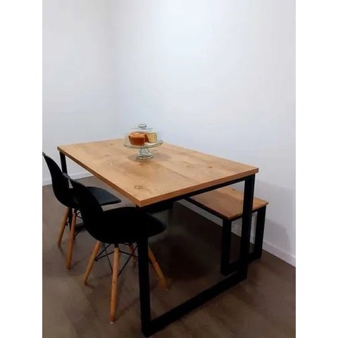 Mesa Estilo/Modelo Industrial com 1 banco (1,20 x 0,80)