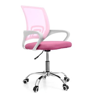 Cadeira de Escritório Secretária Base Cromada com Rodinha Fortt Lisboa Rosa - Csf02-r