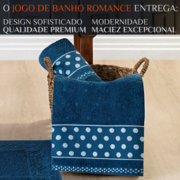 Jogo Toalhas de Banho e Rosto Romance C/ 5 Pçs Super Luxo Gigante Grossa:azul - 2