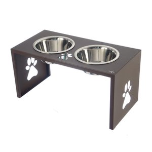 Comedouro Elevado Duplo Cão Porte M Marrom