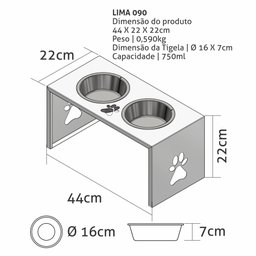 Comedouro Elevado Duplo Cão Porte M Marrom - 3