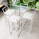 Ver imagem 1 de Conjunto Mesa Alta Bistrô Redonda Vidro 4 Banquetas Estofado Ind White Don Castro