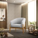 Ver imagem 2 de Poltrona Stella Suede Cinza Base Madeira Castanho - D'Rossi DRossi