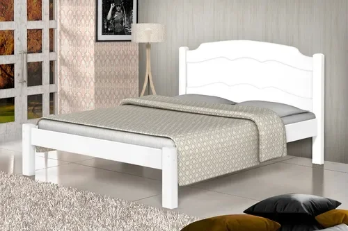 Ver imagem 1 de Cama Casal Lais 100% Mdf e Estrado 100% Madeira Basoto - Branco