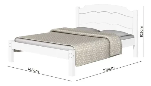 Ver imagem 2 de Cama Casal Lais 100% Mdf e Estrado 100% Madeira Basoto - Branco