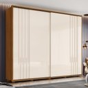 Ver imagem 2 de Guarda Roupa Casal Vicenza Ripado 2 Portas Deslizantes Nature/off White - Móveis Henn
