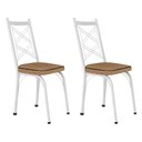 Ver imagem 1 de Kit 2 Cadeiras de Cozinha Delaware Estampado Rattan Bege Pés de Ferro Branco