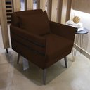 Ver imagem 2 de Kit 02 Poltronas Mari Suede Pés Palito de Ferro Preto - D’Rossi Marrom