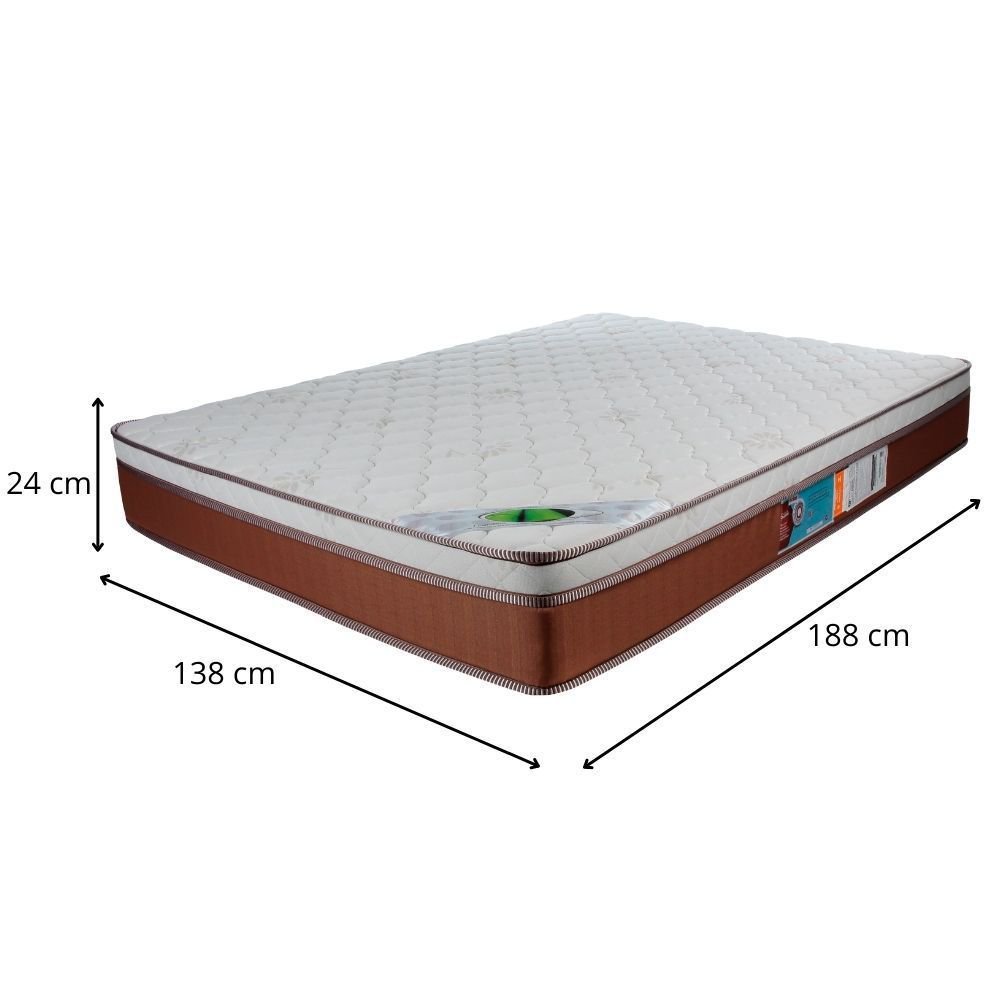 Cama Box Casal com Baú + Colchão Molas Ensacadas One Side Caribe 66x138x188:Branco - 3