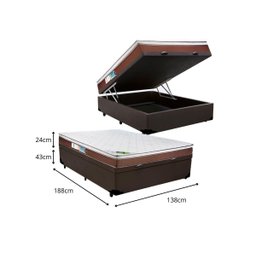 Cama Box Casal com Baú + Colchão Molas Ensacadas One Side Caribe 66x138x188:Branco - 11