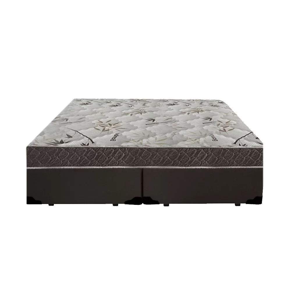 Cama Box Queen Colchão Mola Bonnel Belos Sonhos + Box Sintético 67x158x198:Branco