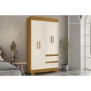 Ver imagem 1 de Guarda Roupa Solteiro 4 Portas e 2 Gavetas Maya Cinamomo/off White - Acp