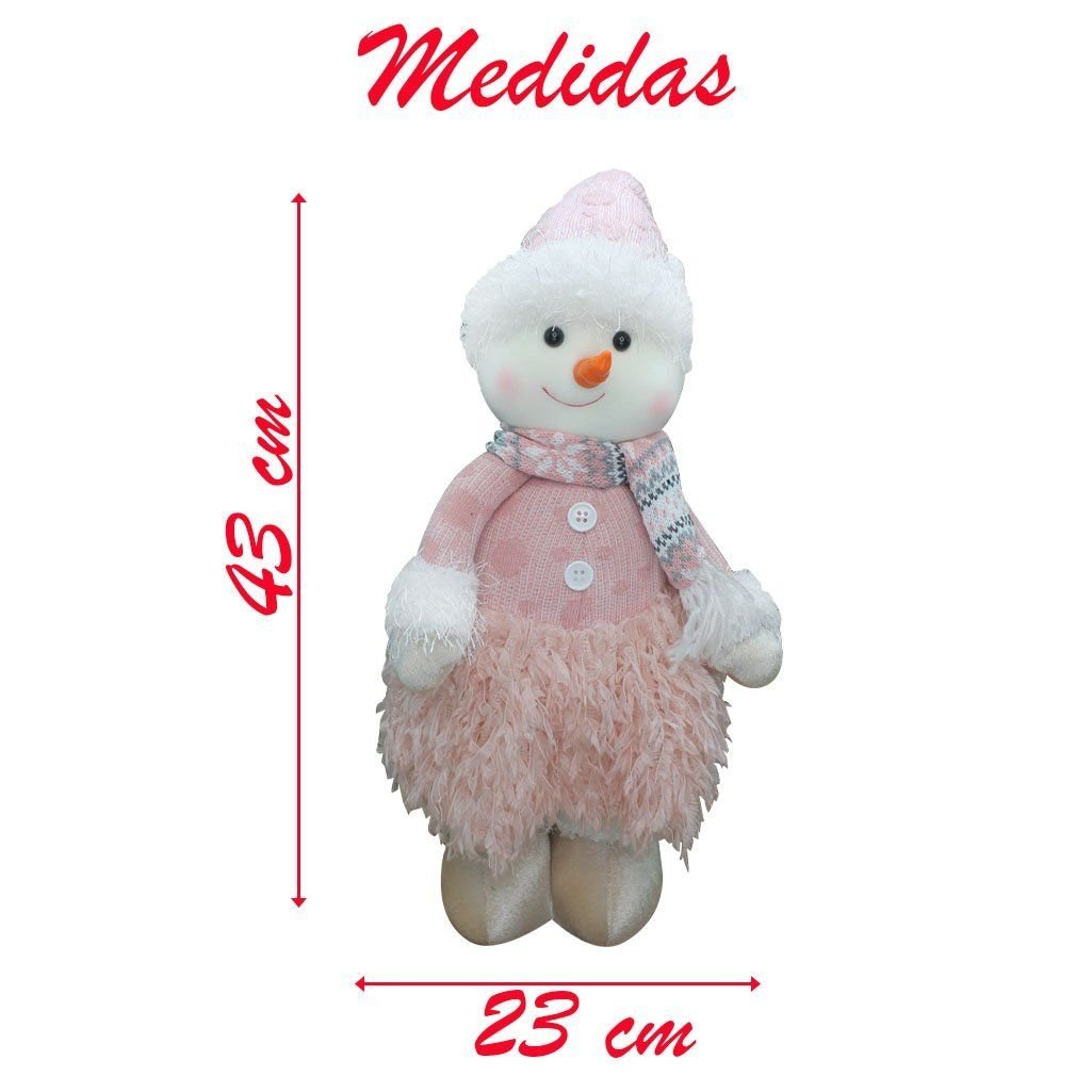 Boneco Natal Menina Boneco de Neve Rosa Natalina 43cm - 2