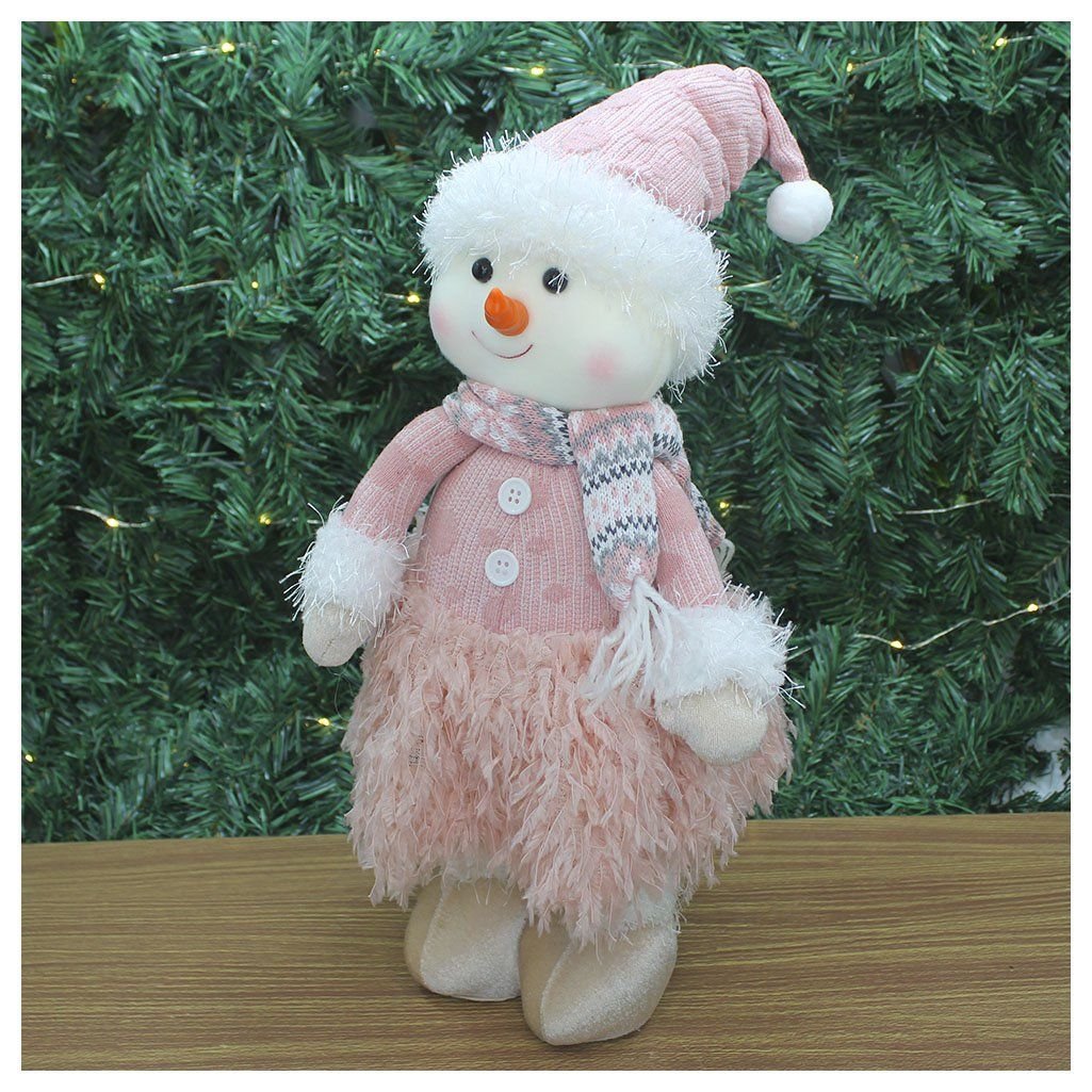 Boneco Natal Menina Boneco de Neve Rosa Natalina 43cm - 3