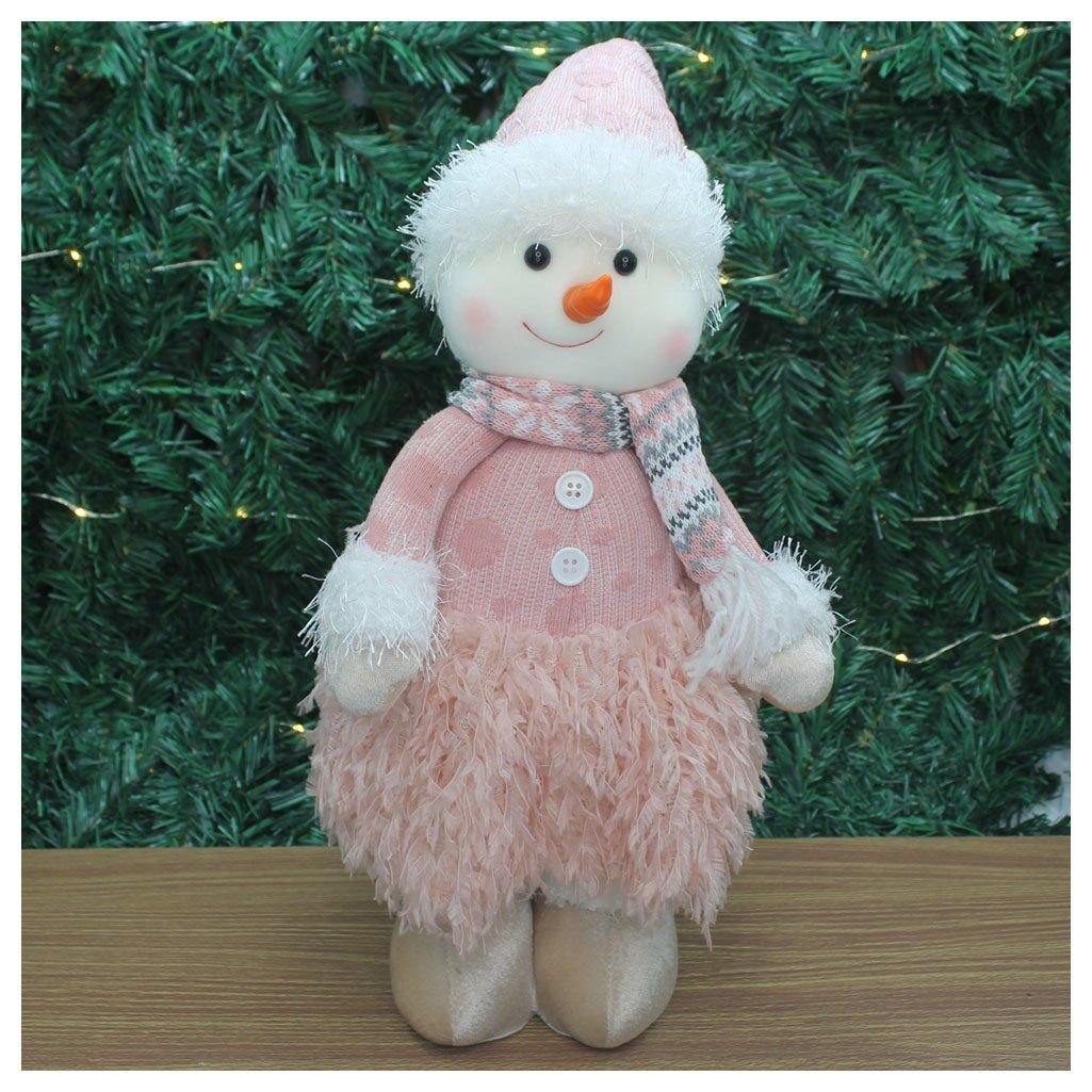 Boneco Natal Menina Boneco de Neve Rosa Natalina 43cm - 1