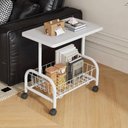 Ver imagem 3 de Mesa Lateral Multiuso com Rodinhas Tampo Mdf Base Mdf 43cm Branco