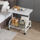 Ver imagem 1 de Mesa Lateral Multiuso com Rodinhas Tampo Mdf Base Mdf 43cm Branco