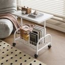 Ver imagem 5 de Mesa Lateral Multiuso com Rodinhas Tampo Mdf Base Mdf 43cm Branco