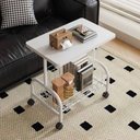 Ver imagem 2 de Mesa Lateral Multiuso com Rodinhas Tampo Mdf Base Mdf 43cm Branco