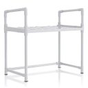 Ver imagem 1 de Suporte Rack Microondas Organizador Cozinha Prateleira Gancho Tempero Talher Louça Armario Compacto 