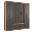 Ver imagem 2 de Guarda-roupa Casal Nápoles 8 Portas 4 Gavetas Jatoba/grafite - Santos Andirá