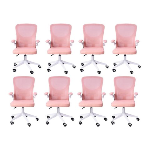 Kit 08 Cadeiras Escritório Rodizio Office Bytes Rosa