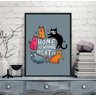 Quadro Home Is Where My Cat Is 24x18cm - com Vidro:moldura Preta - 1