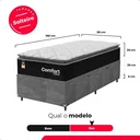 Ver imagem 4 de Cama Box Baú Solteiro + Colchão Comfort Class Pillow Top Preto/suede Cinza