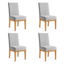 Ver imagem 1 de Kit 4 Cadeiras de Jantar Brisa Veludo Cinza Base de Madeira - Pallazio