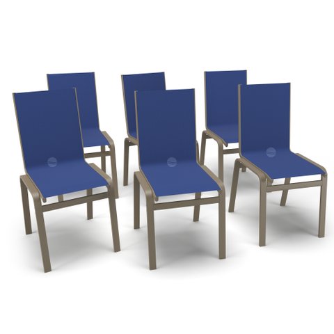 Kit 6 Cadeiras Jantar Gourmet Alumínio Fendi Tela Azul
