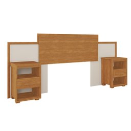 Cabeceira com Criado Moderna Ajustável para Queen/casal Box Off White - 2