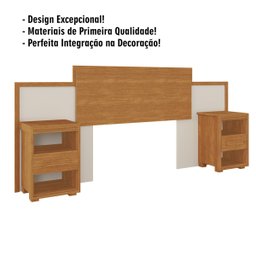 Cabeceira com Criado Moderna Ajustável para Queen/casal Box Off White - 4