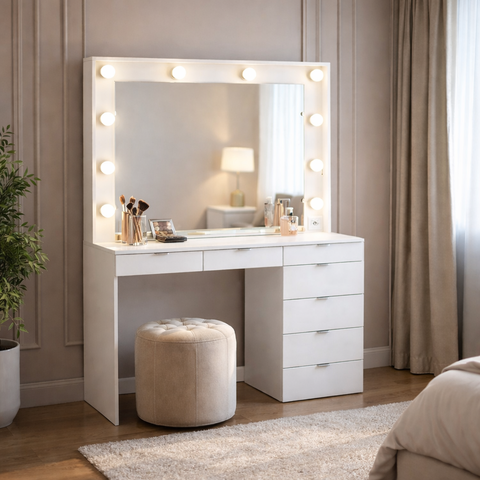 Penteadeira Camarim com Espelho 7 Gavetas Las Vegas 