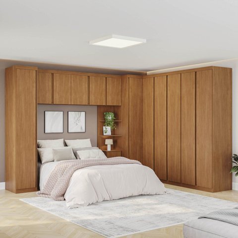 Guarda-Roupa Modulado 8 Peças 12 Portas Arani CabeCasa MadeiraOriginals Marrom/Cinamomo