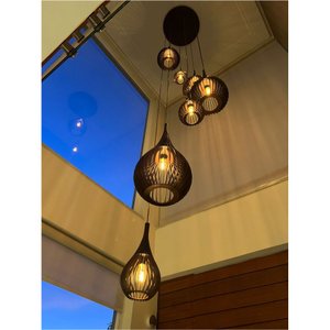 Lustre Pendente para Sala Pé Direito Duplo Sp-rain Preto