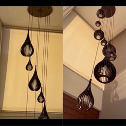 Lustre Pendente para Sala Pé Direito Duplo Sp-rain Preto - 2