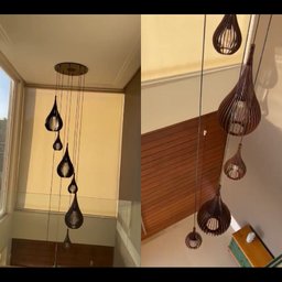Lustre Pendente para Sala Pé Direito Duplo Sp-rain Preto - 3