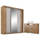 Ver imagem 1 de Cômoda London e Guarda Roupa Casal Moema Amêndola Nude Flex com Espelho – Demóbile