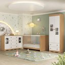 Ver imagem 2 de Quarto de Bebê Completo com Berço 3 em 1 com Colchão Incluso Serena Multimóveis Mp4547 Madeirado