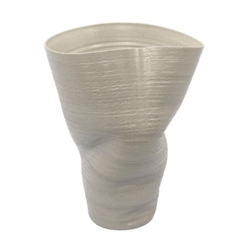 Vaso Decorativo Organico em Ceramica Cinza 35x26x22cm