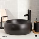 Ver imagem 5 de Cuba de Apoio Redonda sem Válvula para Banheiro Louça Cerâmica 41cm Morganita Pingoo.casa - Preto