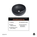 Ver imagem 2 de Cuba de Apoio Redonda sem Válvula para Banheiro Louça Cerâmica 41cm Morganita Pingoo.casa - Preto