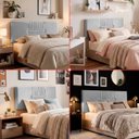 Ver imagem 3 de Cabeceira Painel Estofada Nevada Suede Cinza Queen 1,60m para Cama Box