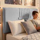 Ver imagem 5 de Cabeceira Painel Estofada Nevada Suede Cinza Queen 1,60m para Cama Box