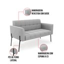 Ver imagem 6 de Sofá Namoradeira e Poltrona Pé de Ferro Preto para Sala Elisa Suede Cinza D03 - D'Rossi